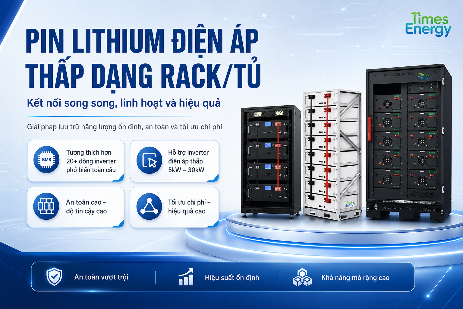 PIN LITHIUM ĐIỆN ÁP THẤP DẠNG RACK/TỦ (KẾT NỐI SONG SONG)