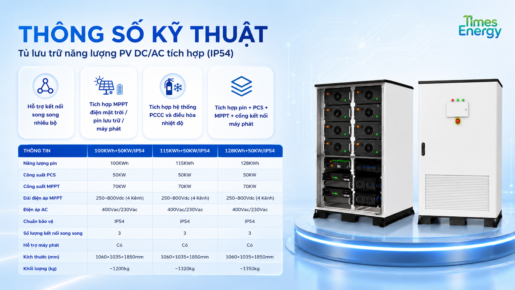 Alternative view of TỦ LƯU TRỮ NĂNG LƯỢNG PV DC/AC TÍCH HỢP (50KW/100KWh)